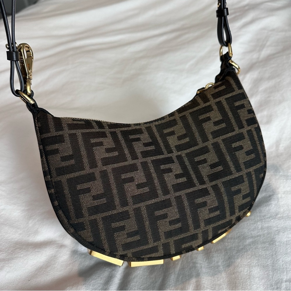 FENDI Authentic Fendigraphy Mini Brown FF Jacquard Mini hobo Bag Designer - Picture 13 of 15